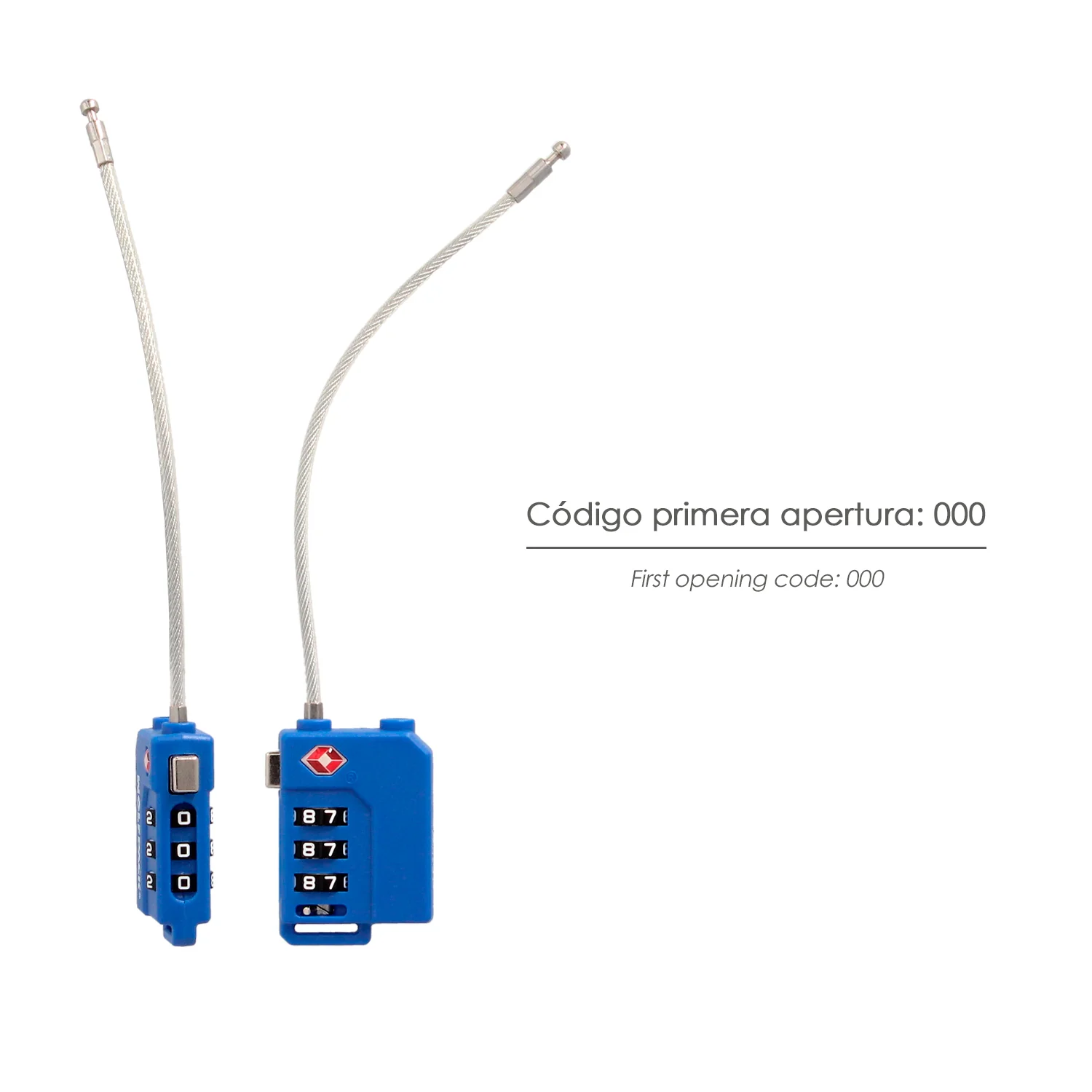 Candado Seguridad Equipaje Tsa 3 Digitos Con Cable Acero. Candado Combinación, Maleta, Viaje, Mochilas, Seguridad - Imagen 3