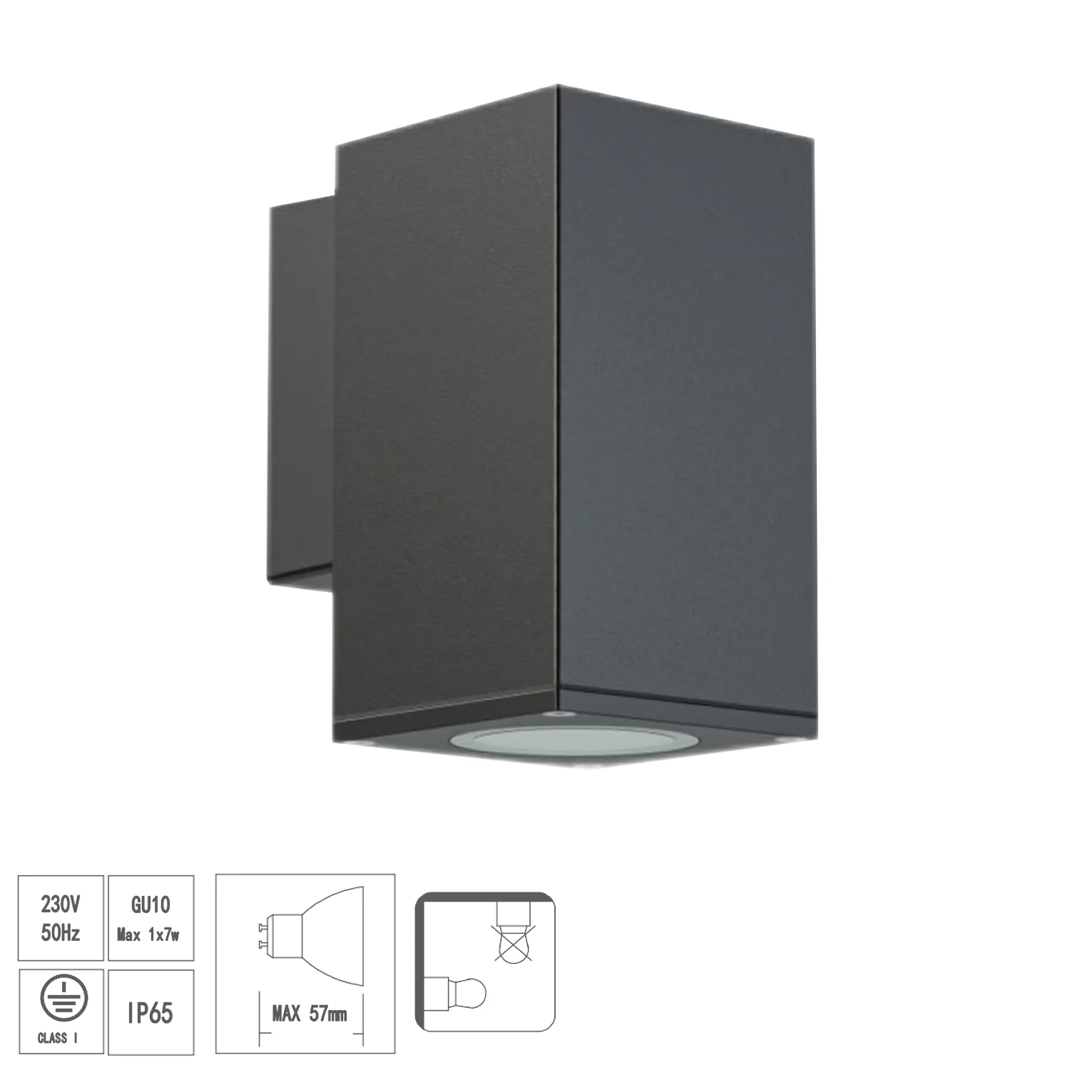 Lampara Aplique Exterior Gu10 IP65 Color Antracita Aplique Pared, Luz Jardín, Lámpara Jardín, Luz Exterior, Aplique Jardín - Imagen 3