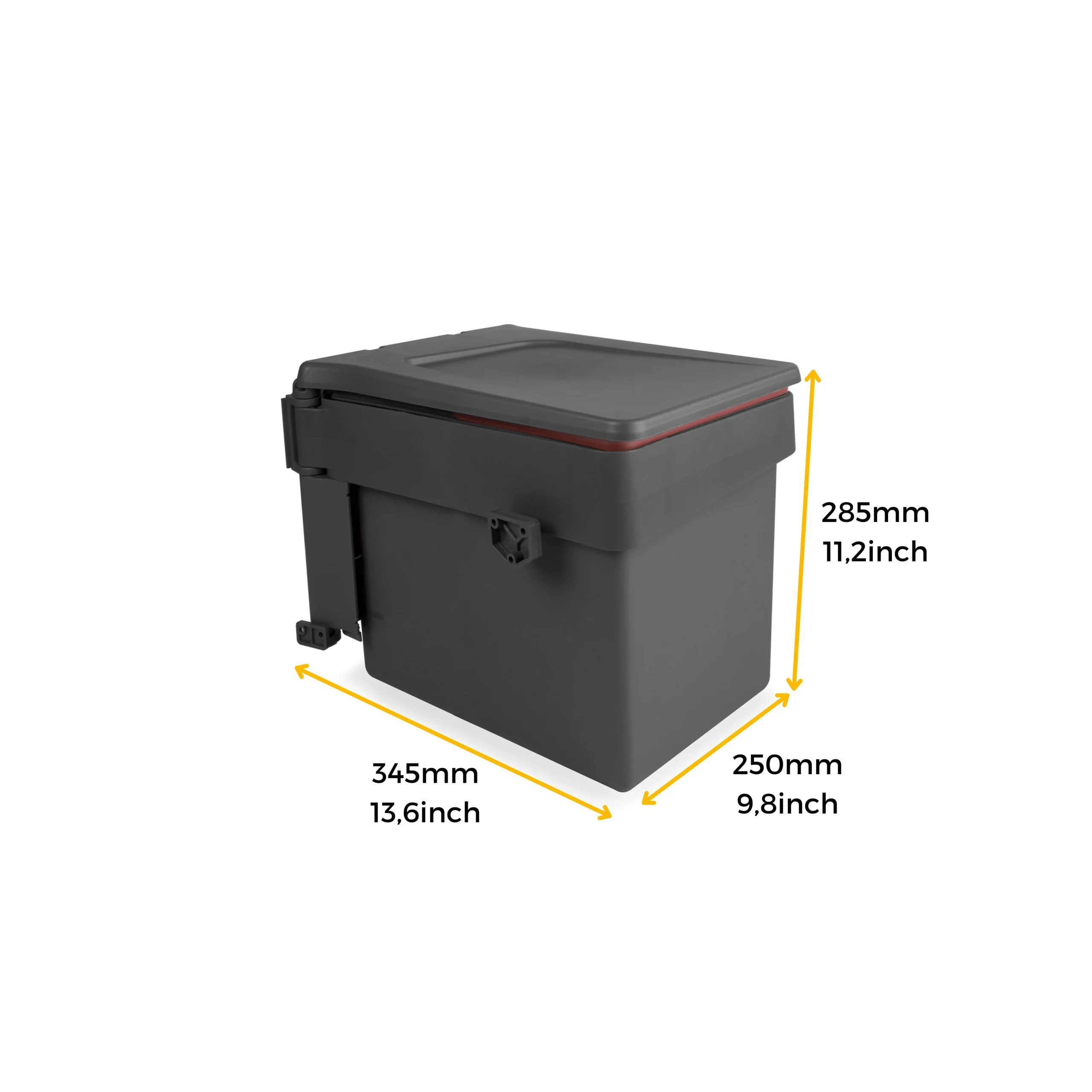 Emuca Contenedor de reciclaje para fijación a la puerta del mueble Recycle, 1 vaso extraíble de 15 litros, Plástico gris antracita - Imagen 5