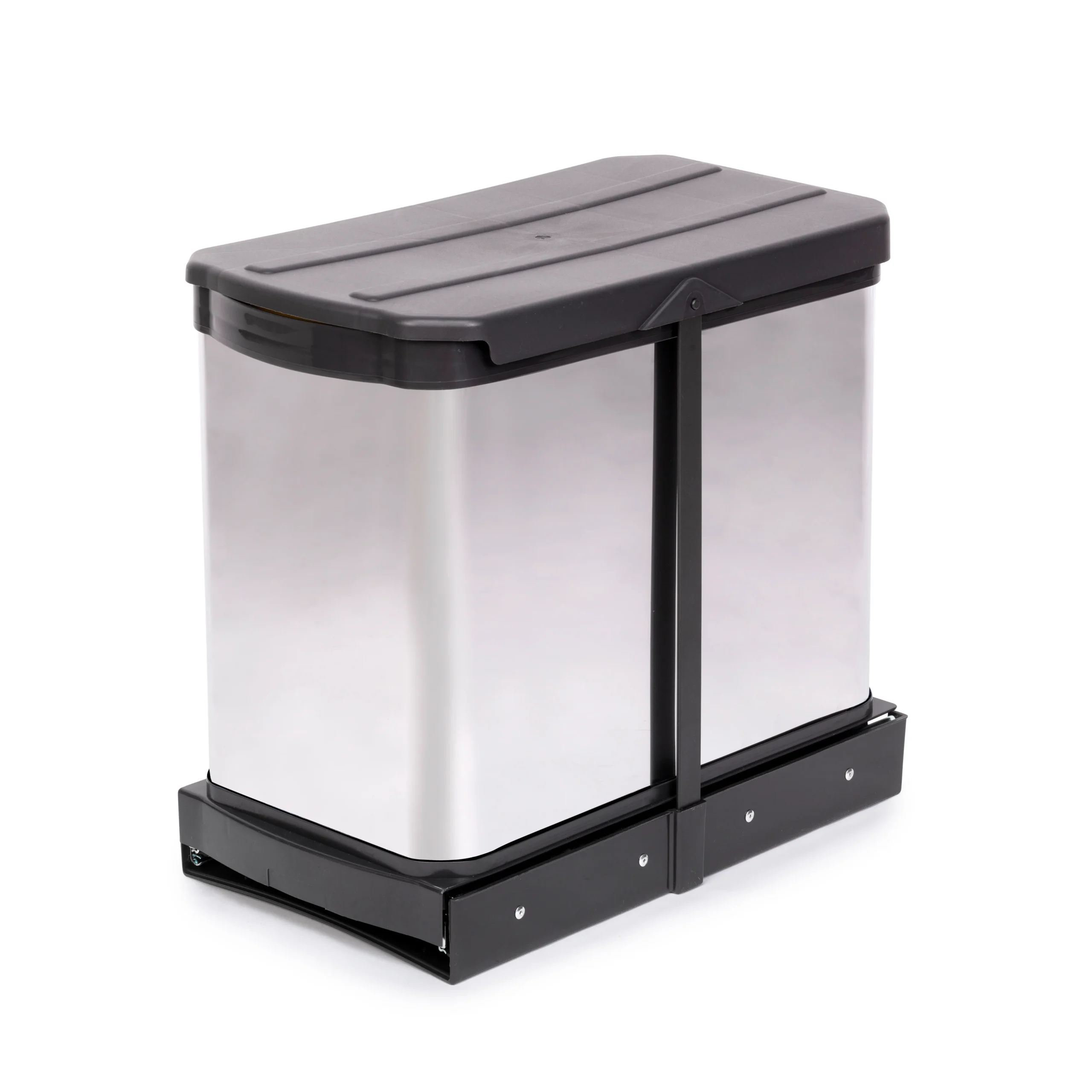 Emuca cubo de basura para fijación inferior y extracción manual en mueble de cocina Recycle Inox 2x12litros, Plástico y Acero inoxidable - Imagen 3