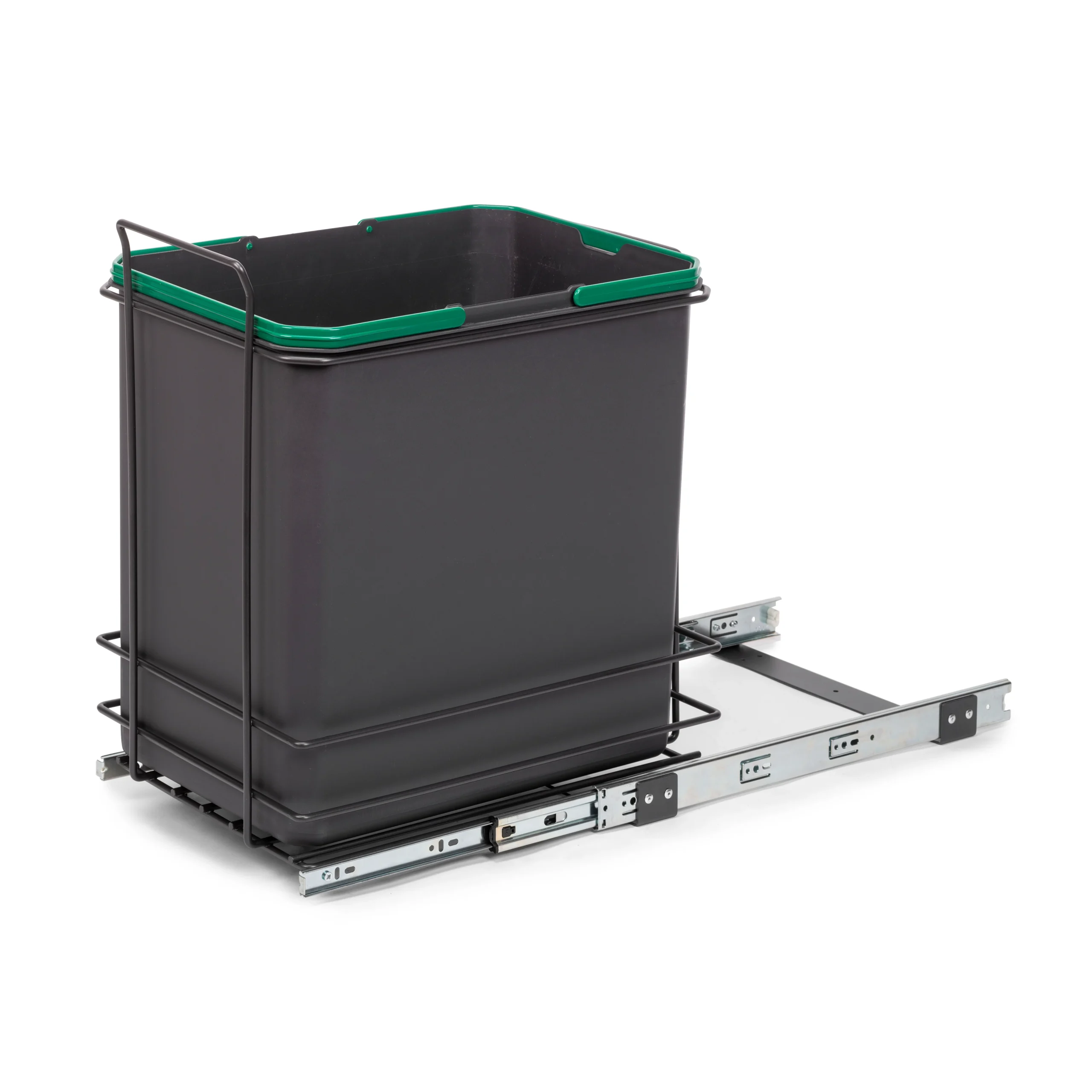 Emuca Contenedor de reciclaje para fijación inferior y extracción manual en mueble de cocina Recycle 1x35litros, Plástico gris antracita - Imagen 3