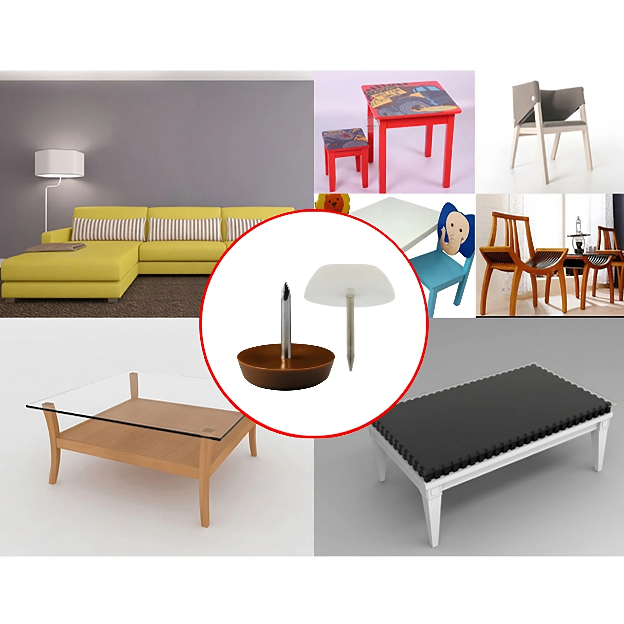 1000 Protectores de Suelo para sillas y Muebles Deslizante antiruido antiarañazo fijación Permanente pua Blanco y marrón - Imagen 4